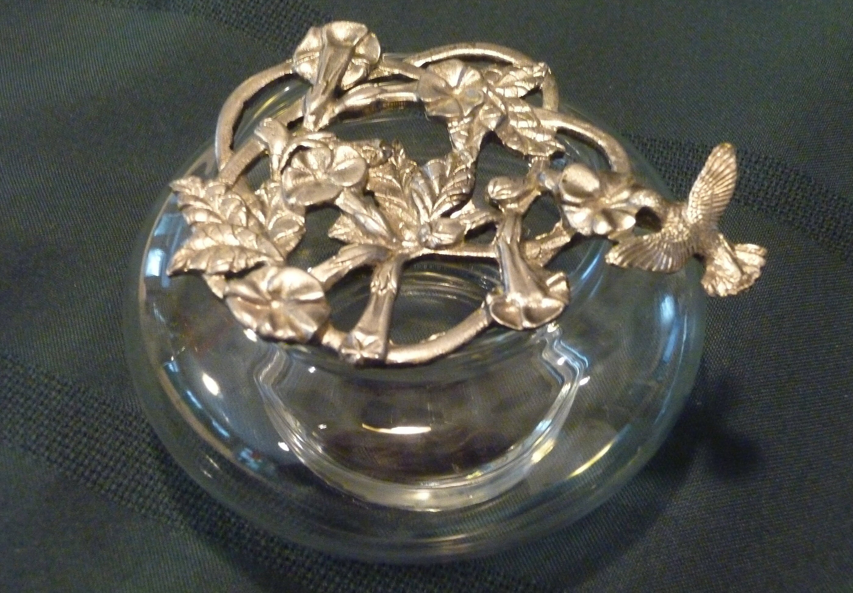 Vintage Potpourri Holder Metzke Pewter Glass Bowl 1986 Etsy