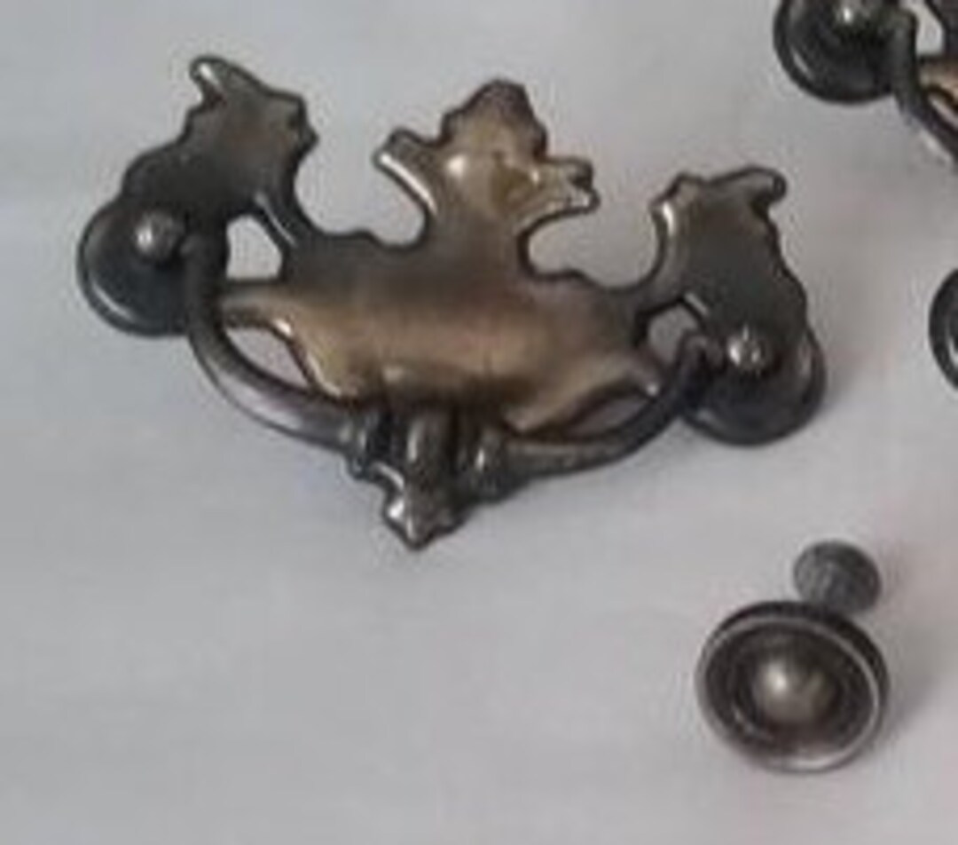 Vintage Dresser Pulls Brass Tone Decorative Drawer Handles 4 Door