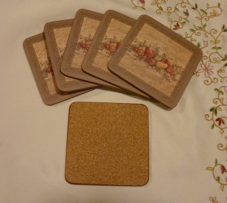 Vintage Cork Back Coasters Seagull Studios Barware Set of 6 Etsy