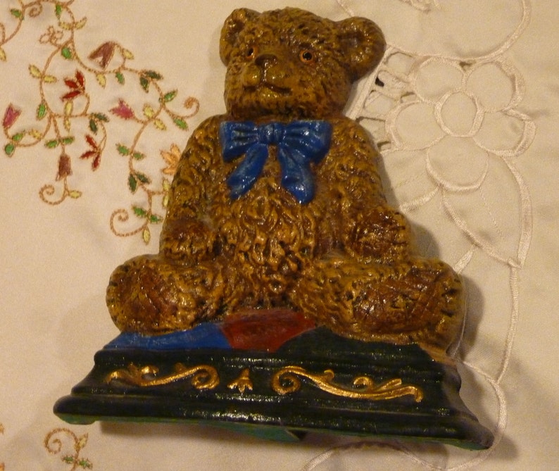 Vintage Teddy Bear Cast Iron Door Stop Wright Studios | Etsy