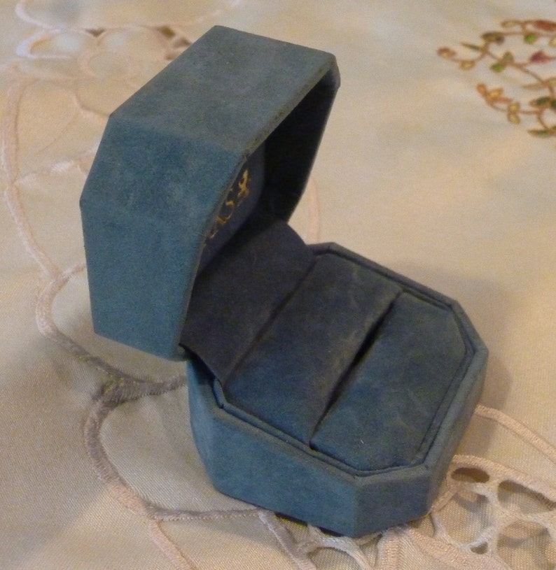 Gift for Her Iconic Light Blue Plush Special Ring Holder Vintage Birks Ring Box
