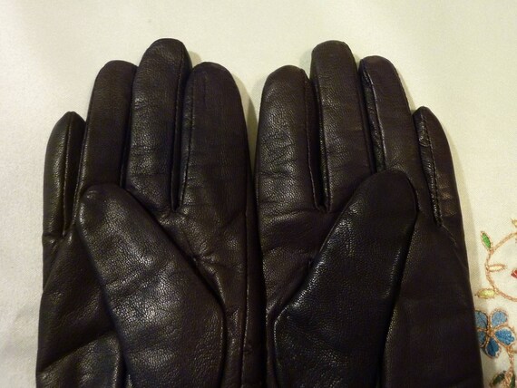 Vintage Leather Gloves - Women's Dark Chocolate D… - image 4