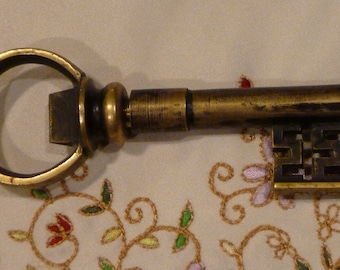 Vintage  Bottle Opener - Brass Tone Metal Key Bottle  Opener -  Bar Accessory