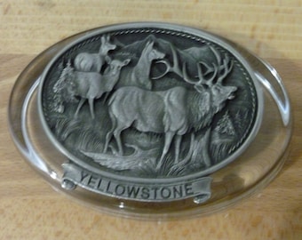 Vintage Pewter Yellowstone Paper Weight  - Wildlife Themed  -Table Accent - 1997 - Perfect for the Outdoorsmen-  Fathers Day