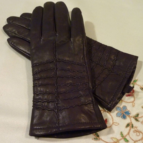 Vintage Leather Gloves - Women's Dark Chocolate D… - image 1