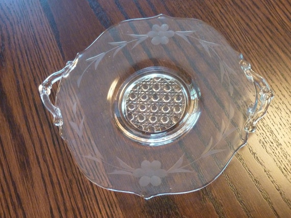 Vintage Pink Depression Glass Etched Floral Pattern Etsy