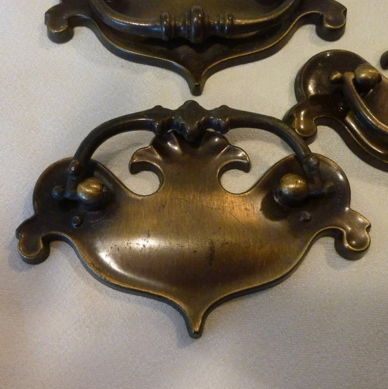 Perfect for That Reno Project Brass Tone Decorative Drawer Handles Vintage Dresser Pulls 4 Door Handles