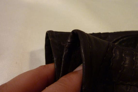 Vintage Leather Gloves - Women's Dark Chocolate D… - image 5
