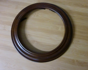 Vintage Plate Frame Holder - Van Hygan & Smythe  - Dark Brown Round Wood Frame - Plate Holder - Holds 8.5" Plate