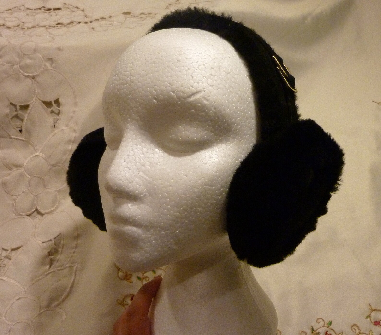 Vintage Fur Earmuffs Black Shearling and Suede Ear Muffs Etsy