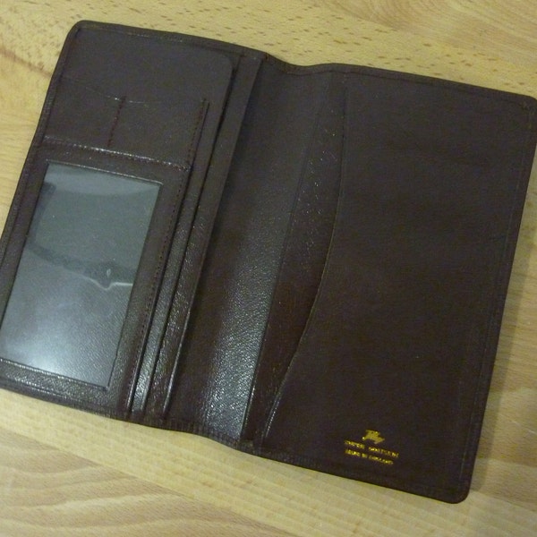 Vintage Travel Document Case -Tilley Leather Canada Passport Holder - Dark Brown Pebbled Leather Passport Holder - Perfect for the Traveller