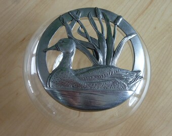 Seagull Pewter, Small Glass Vase, Tulip Design, Flowers, Vintage