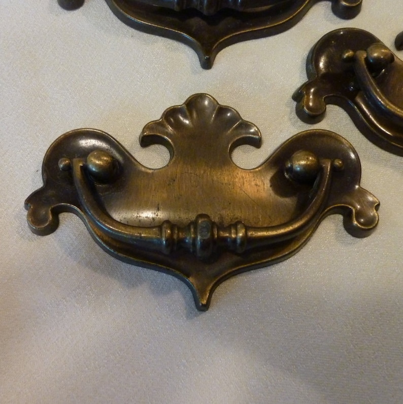 Perfect for That Reno Project Brass Tone Decorative Drawer Handles Vintage Dresser Pulls 4 Door Handles