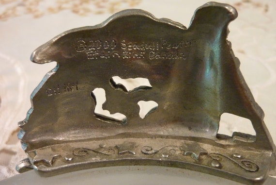 ヴィンテージ シーガル ピューターとガラス キャンドルホルダー