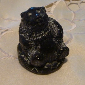 Vintage 1980s Lonely Bear Figurine - The Aardik Collection Hand Made Sculpture -Handmade in Canada - With Original Label