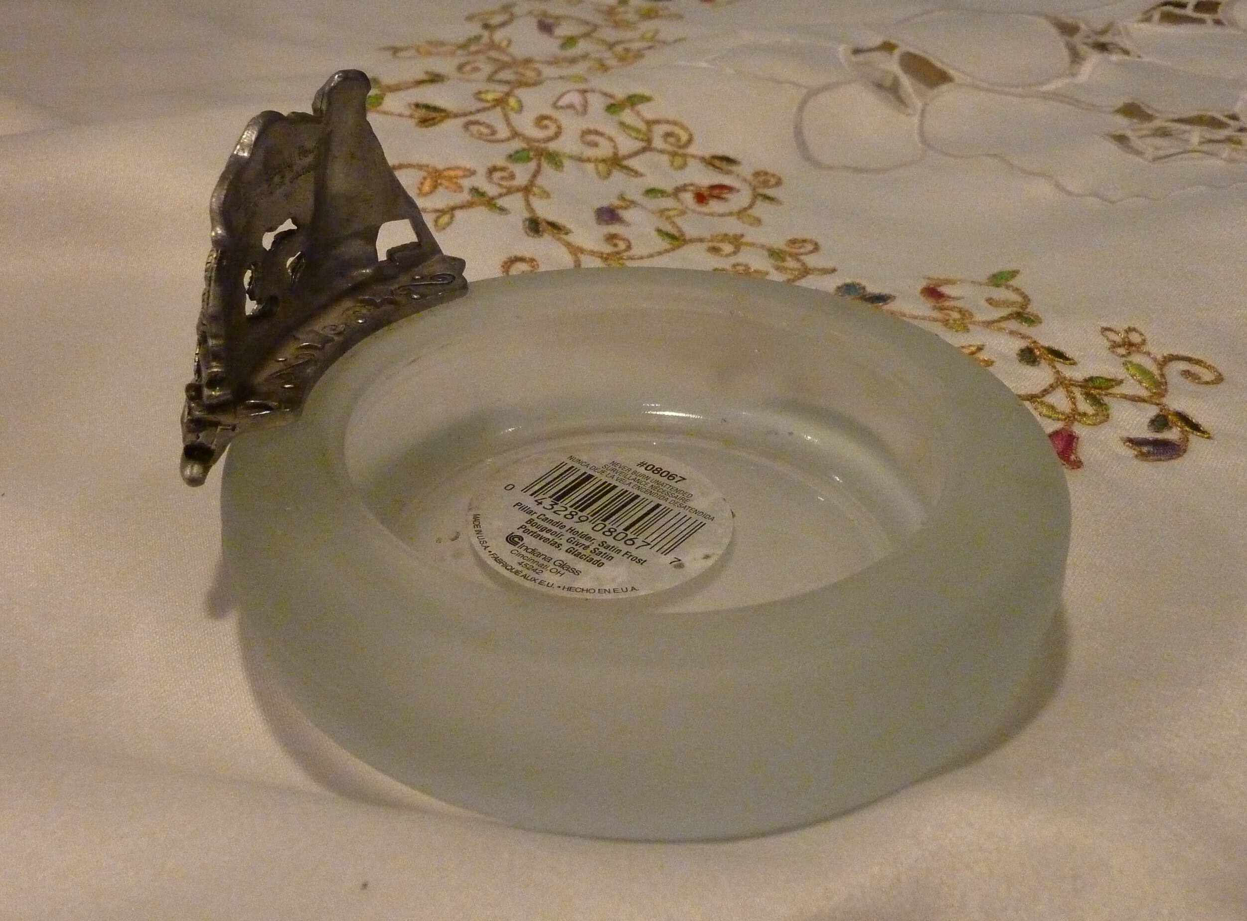 ヴィンテージ シーガル ピューターとガラス キャンドルホルダー