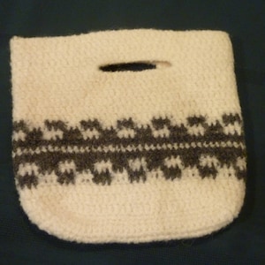Vintage Purse - Knitted Purse - Pretty in Cream and Grey Tones - Lovely  Handbag - Gift For Her -