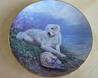 Vintage Shirley Deaville Plate ~ Patiently Waiting  ~ Faithful Companions ~Canadian Artisit