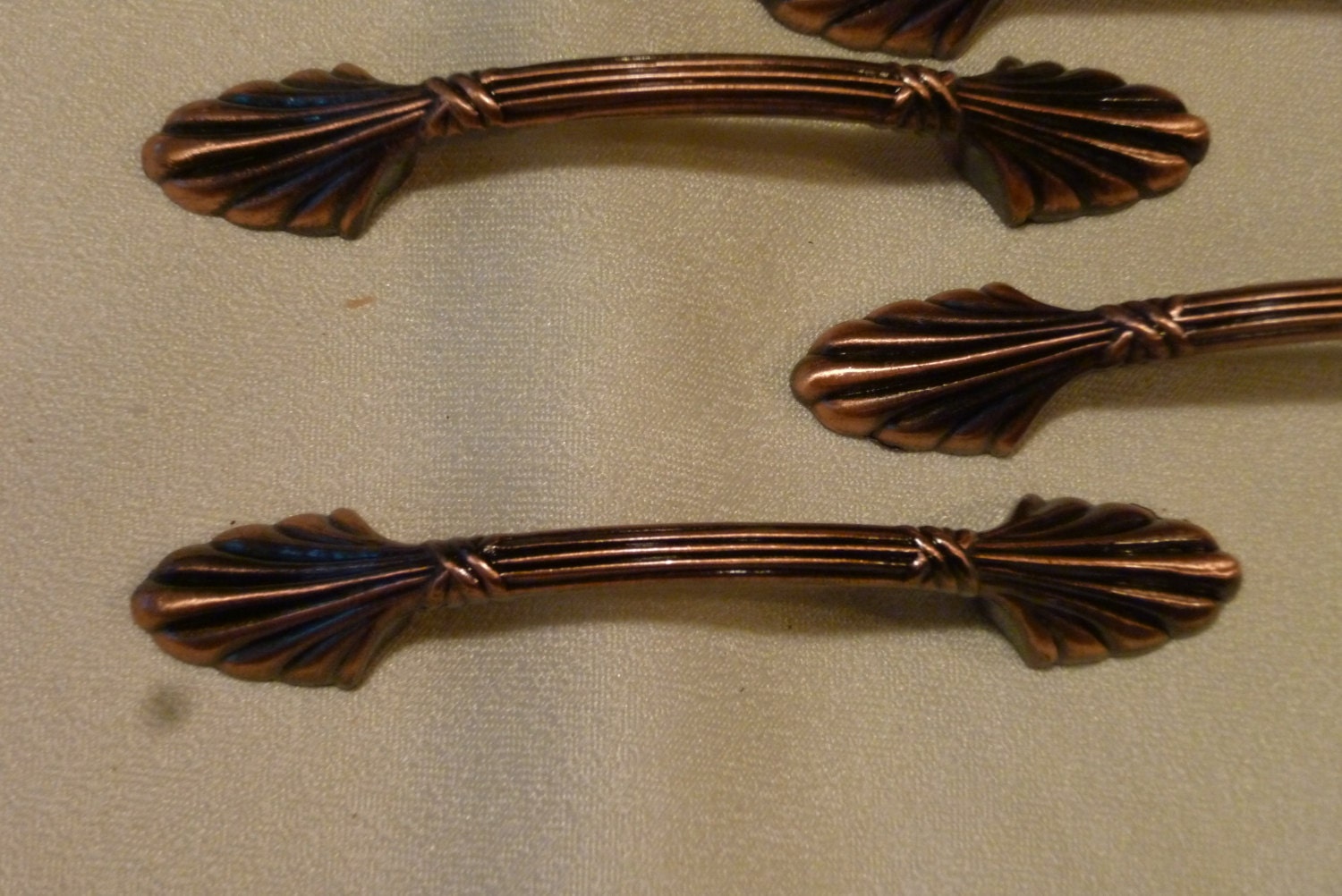 Vintage Drawer Handles Antique Copper Tone Decorative Knobs Etsy