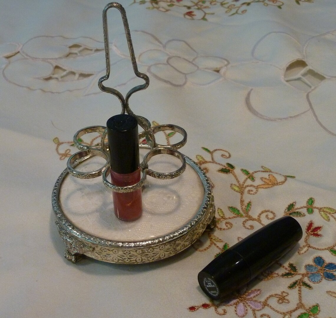 Vintage Lipstick Holder Regent Metal Footed Stand Vanity Etsy