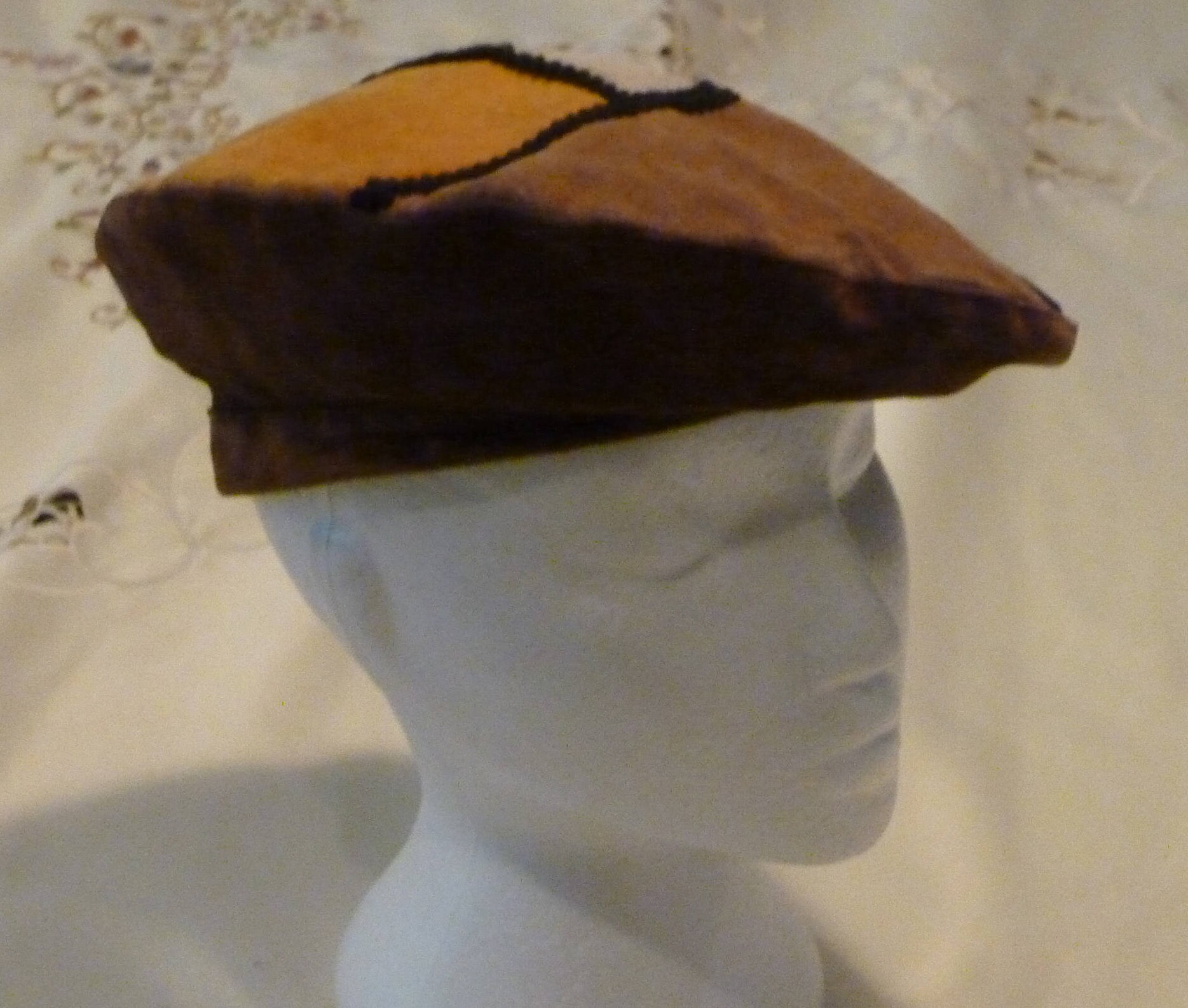 Vintage Brown Suede Cap Gatsby Hat 