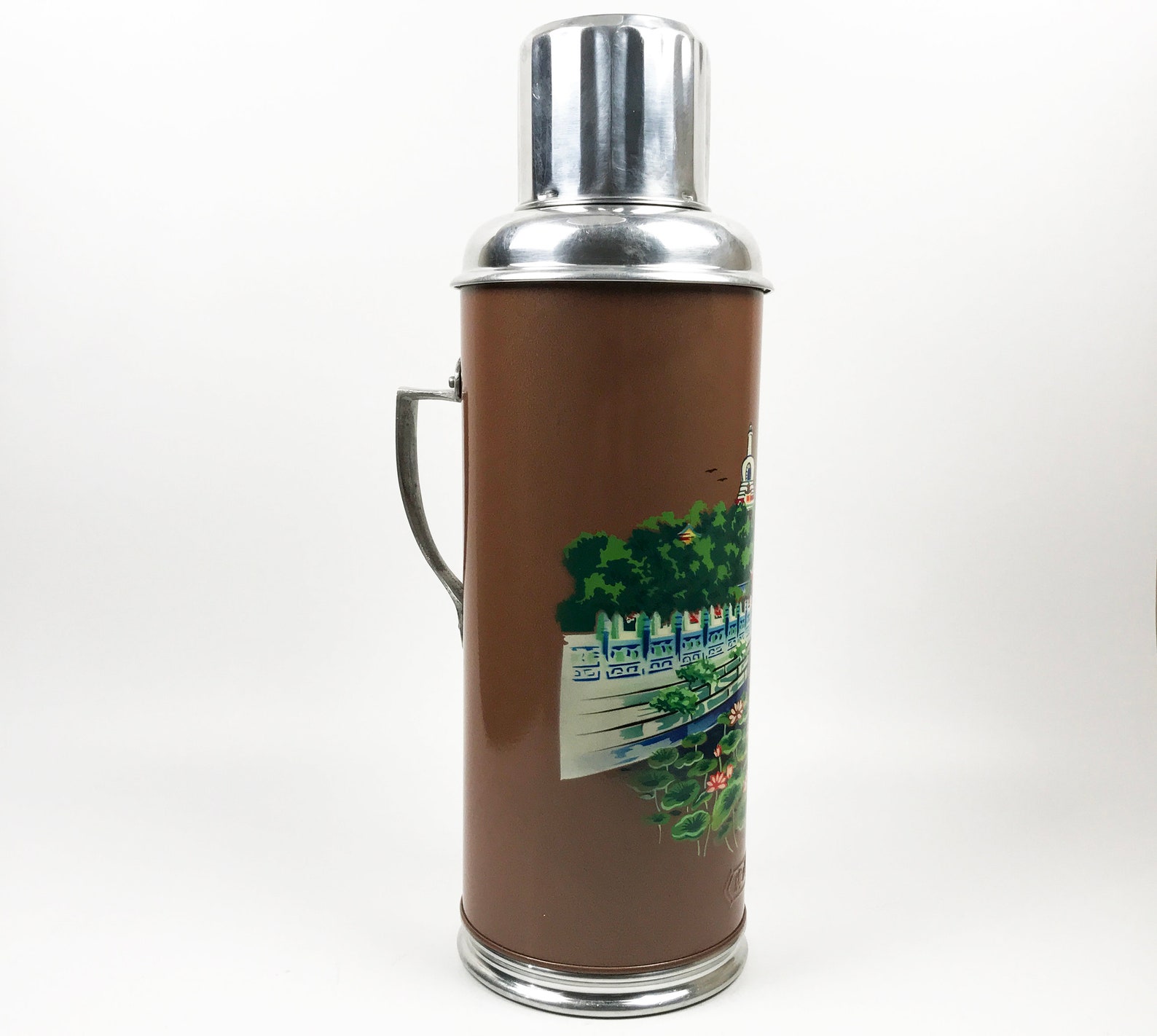 Vintage vacuum flask Chinese retro thermos Metal flask Glass Etsy