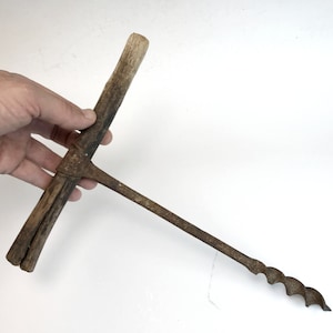 Vintage drill tool Primitive gimlet Antique auger Woodworking tool Retro borer Primitive tool Hole maker Carpenter tool Industrial tool
