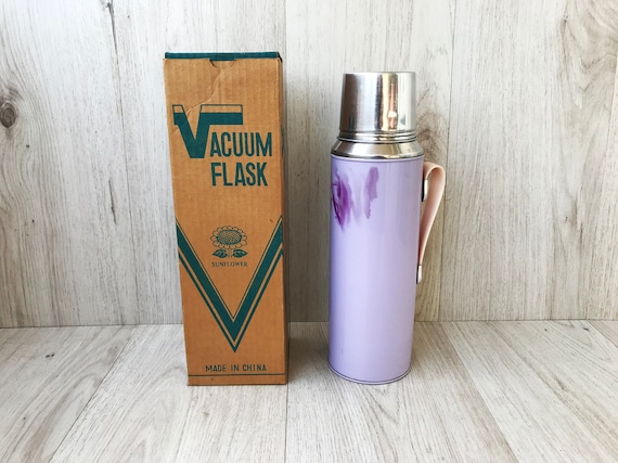 Vintage Vacuum Flask Retro Thermos Metal Flask Glass Bottle 