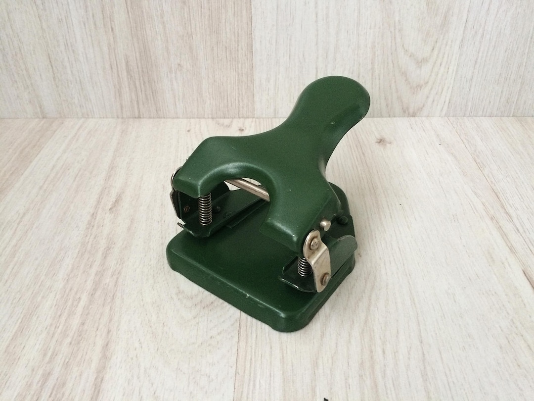 Vintage Hole Puncher 1960s Paper Puncher Metal Punch Holder 2 Holes