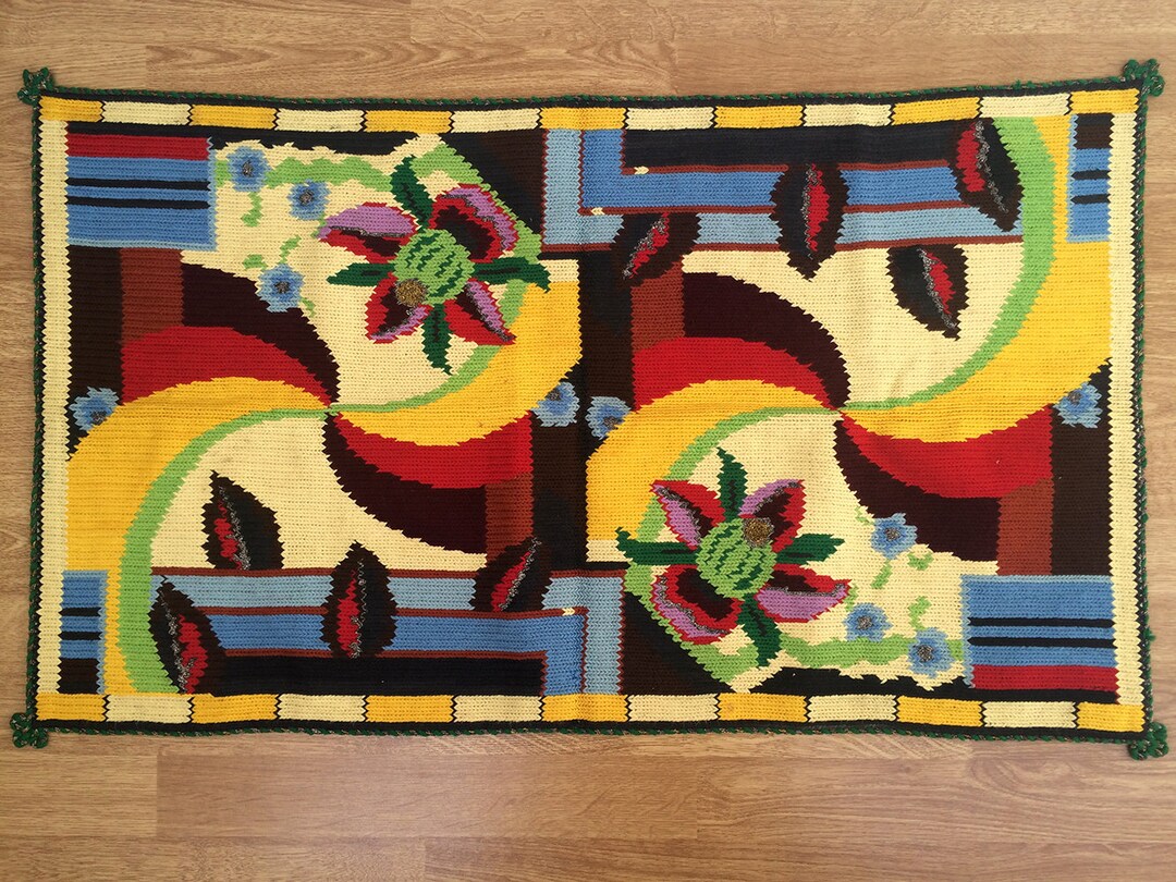 Vintage Wall Rug Knitted Rug Handmade Wall Decor Weaved Kilim Wall