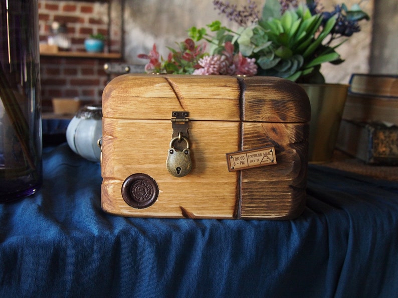 Small chest with lock Wooden storage chest Wood box with Etsy