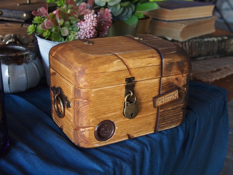 Small chest with lock Wooden storage chest Wood box with Etsy