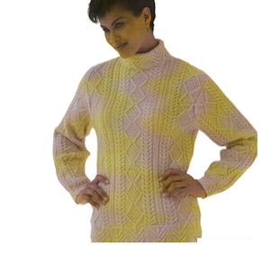 Padrão de tricô para suéter com textura Aran Padrão de tricô para suéter Aran PDF Download instantâneo