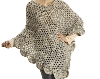Poncho Scallop Border Crochet Pattern  Lace Scallop Poncho Crochet Pattern PDF Instant Download