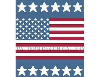 American Flag Graph Crochet Pattern Graph and Written Flag Afghan Crochet Pattern PDF Instant Download