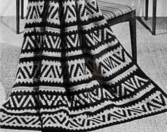 Fair Isle Aztec Blanket Knitting Pattern  Southwestern Afghan Knitting Pattern PDF Instant Download