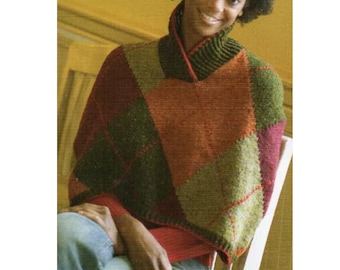 Capelet Poncho Knitting Pattern  Argyle Capelet Knitting Pattern PDF Instant Download