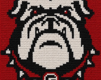 G Dog C2C Bulldog Graph Afghan Crochet Pattern  Text Instructions and Graphs Graphgan Crochet Pattern PDF Instant Download