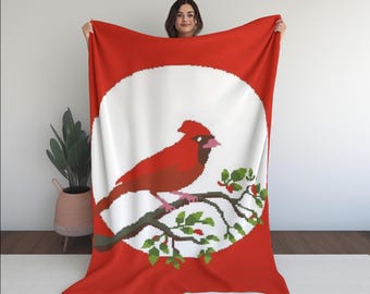 Cardinal Bird Graph Crochet Pattern  Red Bird Afghan Graphgan Crochet Pattern PDF Instant Download