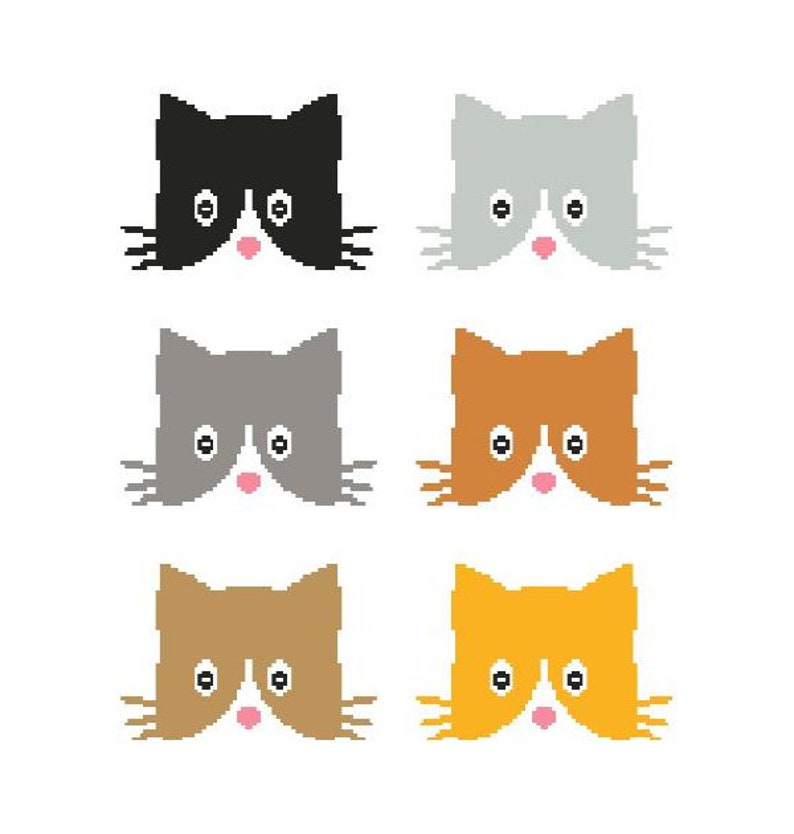 Cats in A Row Afghan Crochet Pattern Kitty Cat Graph and Written