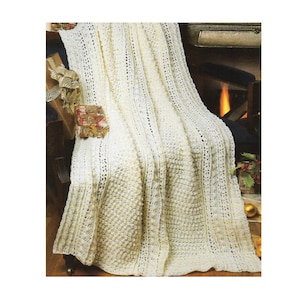 Bobble Cable Afghan Crochet Pattern  Bobble Popcorn Afghan Crochet Pattern PDF Instant Download