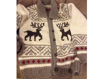 Fair Isle Cowichan Deer Sweater Jacket Knitting Pattern Icelandic Cardigan Sweater Knitting Pattern PDF Instant Download