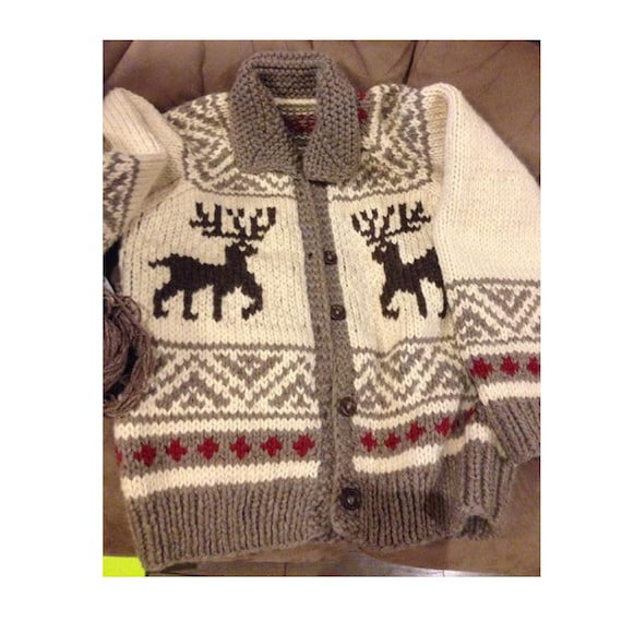 Fair Isle Cowichan Deer Sweater Jacket Knitting Pattern Icelandic Cardigan Sweater Knitting Pattern PDF Instant Download