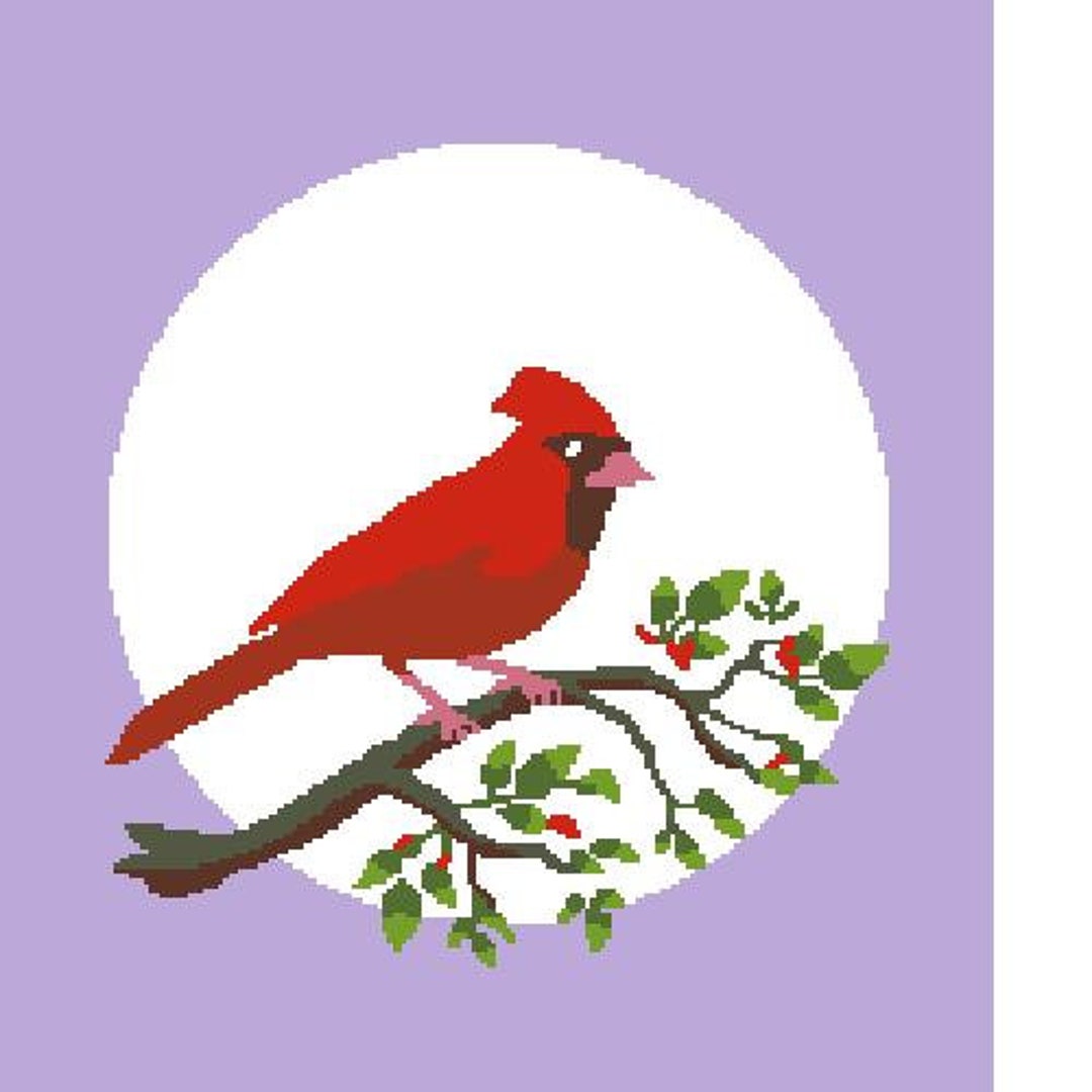 Cardinal Bird Graph Crochet Pattern Red Bird Afghan Graphgan Crochet