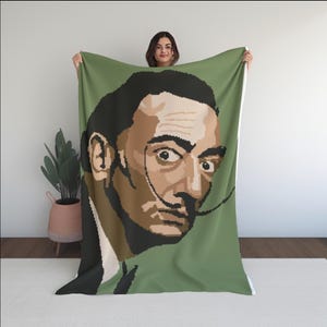 Salvador Dali Graph Crochet Pattern  Dali Afghan Blanket Graphgan, Row by Row Text plus Color Block Instructions PDF Instant Download