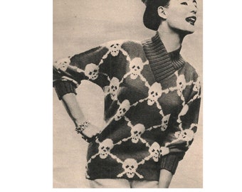 Skull and Crossbones Sweater Knitting Pattern  Skull Sweater Knitting Pattern PDF Instant Download