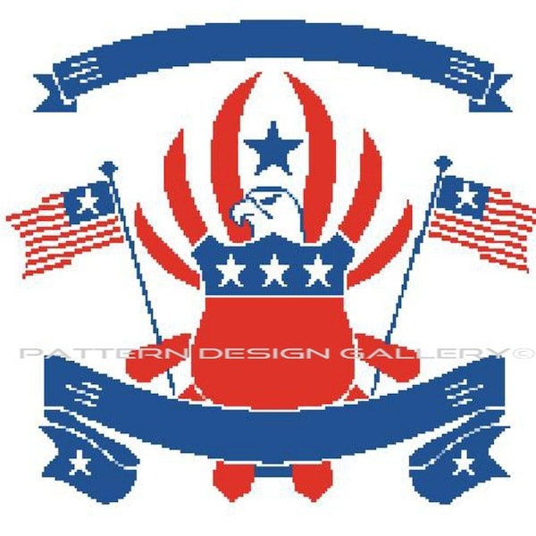 Eagle American Flag Graphgan Crochet Pattern Graph and Written Afghan Crochet Pattern C2C Cross Stitch PDF Instant Download