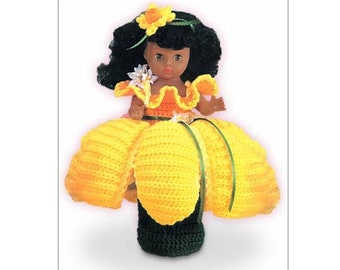 1950s Flower Petal Bed Doll Crochet Pattern Pillow Doll Outfit Crochet Pattern PDF Instant Download