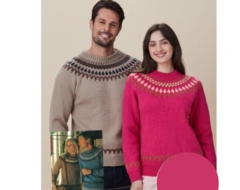 Icelandic Fair Isle Pullover Sweater Knitting Pattern  Nordic Sweater Knitting Pattern PDF Instant Download