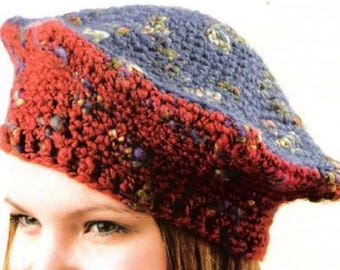 Crochet Beret Hat Pattern  Chunky Beret Continuous Rounds PDF Instant Download
